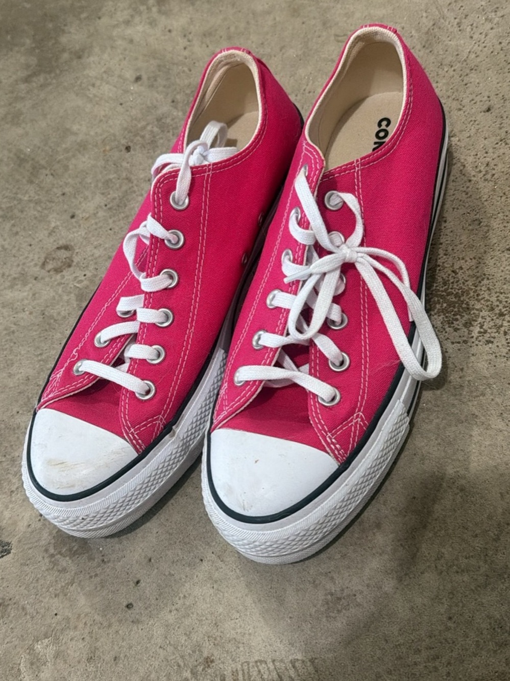 Converse Hot Pink Canvas Low Top Sneakers Platform